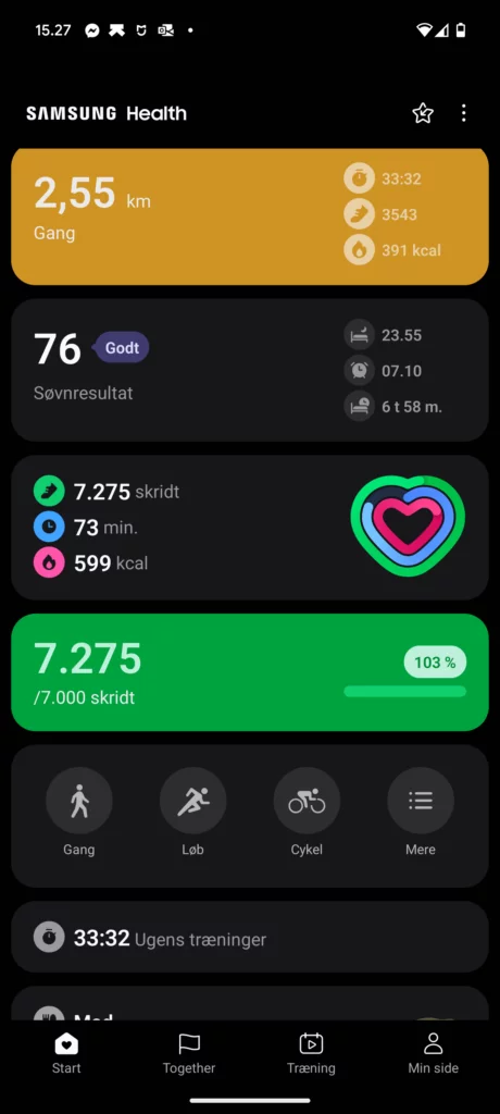 Samsung Galaxy Ring, Samsung Health