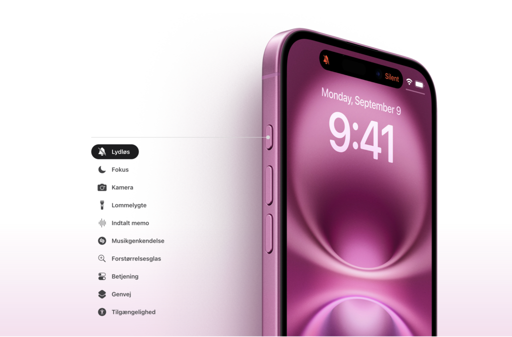 Action-knappen på iPhone 16 og iPhone 16 Plus (Foto: Apple)
