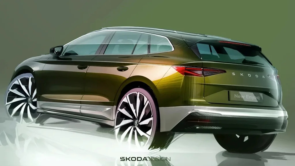 Skoda Enyaq i 2025-design - skitser fra Skoda (Kilde: Skoda)