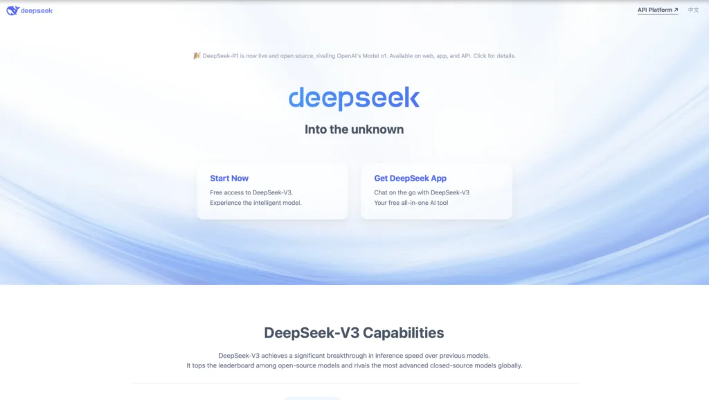 DeepSeek hjemmeside (Skærmbillede: MereMobil.dk)