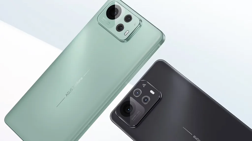 Asus Zenfone 12 Ultra smartphone i hvid set forfra og bagfra.