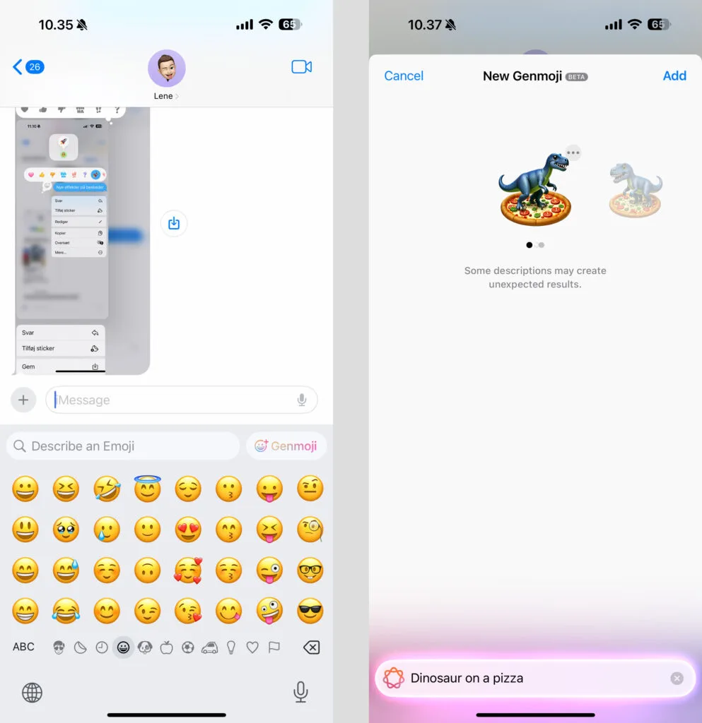 Genmoji med Apple Intelligence (Grafik: MereMobil.dk)