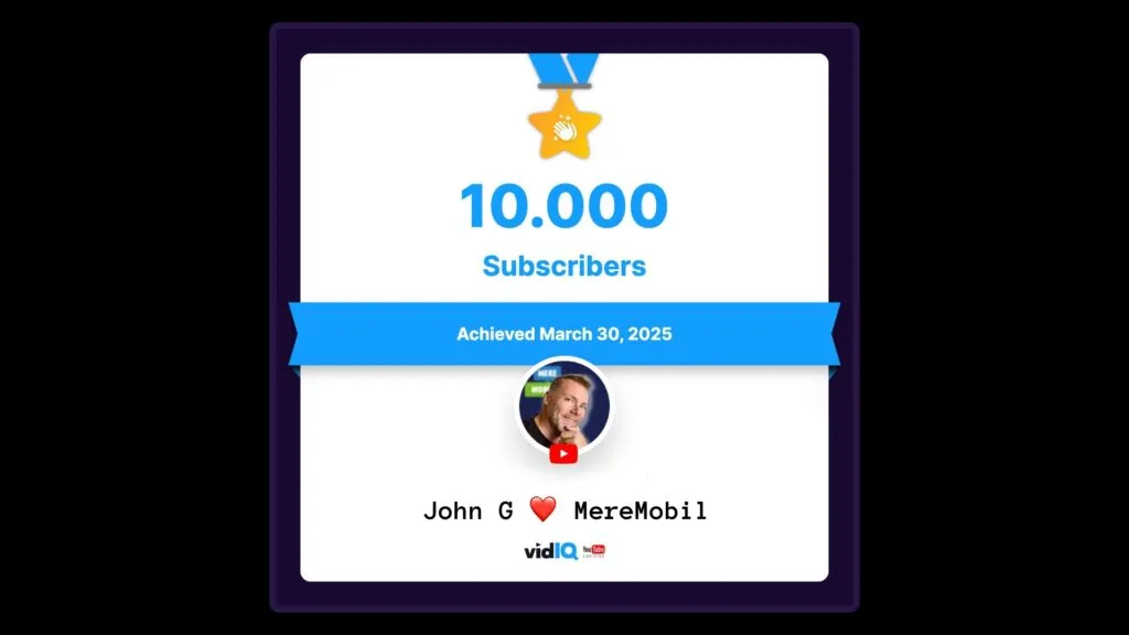 YouTube John G Meremobil 10k subs