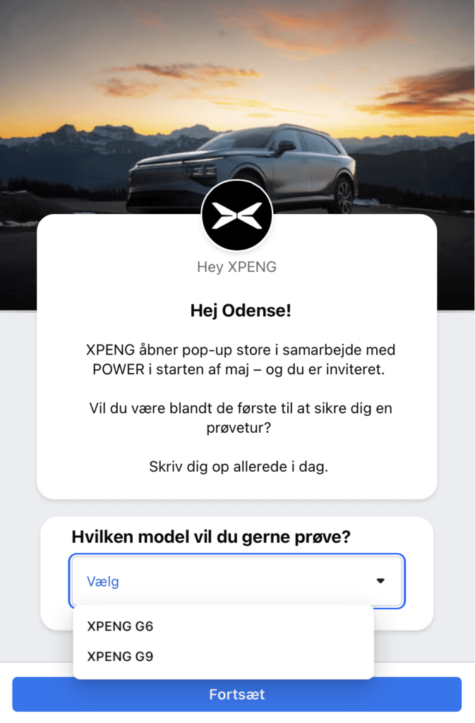 Xpeng lader køberne booke prøvekørsel af G6 og G9 (Kilde: Xpeng Facebook)