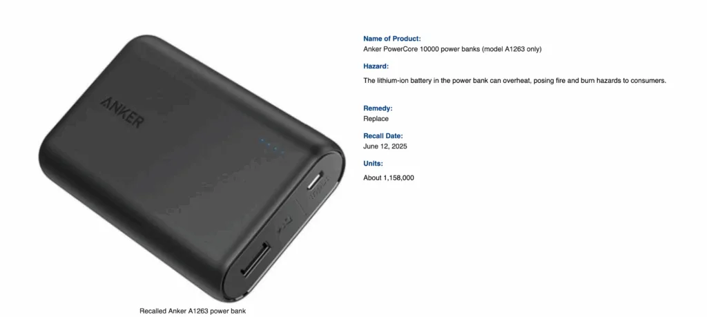 Anker tilbagekalder 1,1 millioner powerbanks, som er solgt på det amerikanske marked, grundet brandfare (Kilde: United States Consumer )