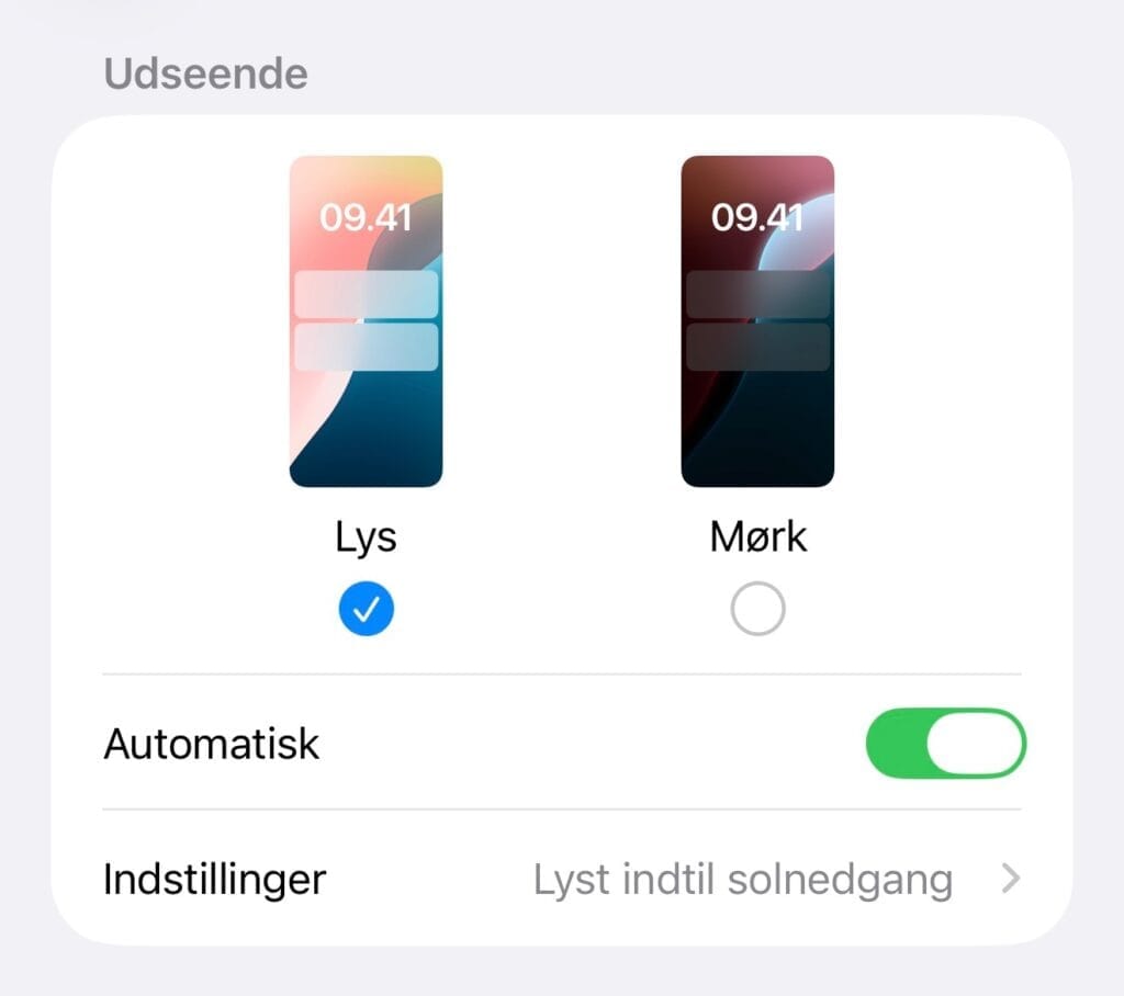 iOS, Dark Mode (Skærmbillede: MereMobil.dk)