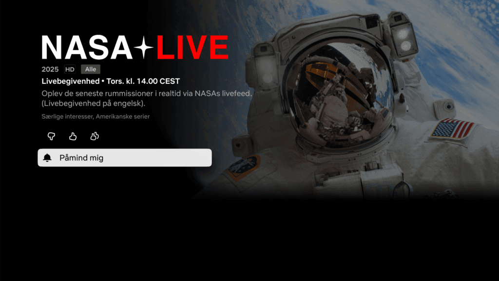 NASA, Netflix (Skærmbillede: MereMobil.dk)