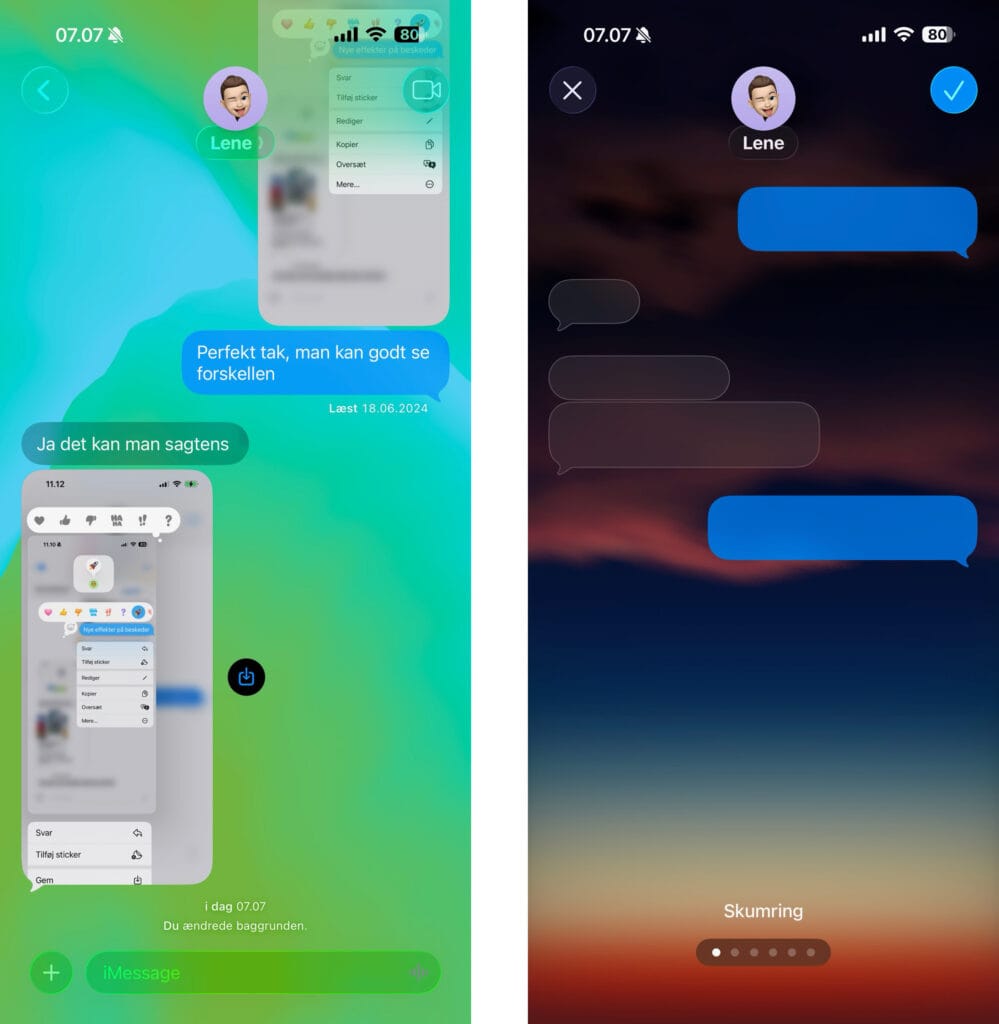 Beskeder, iOS 26 (Grafik: MereMobil.dk)