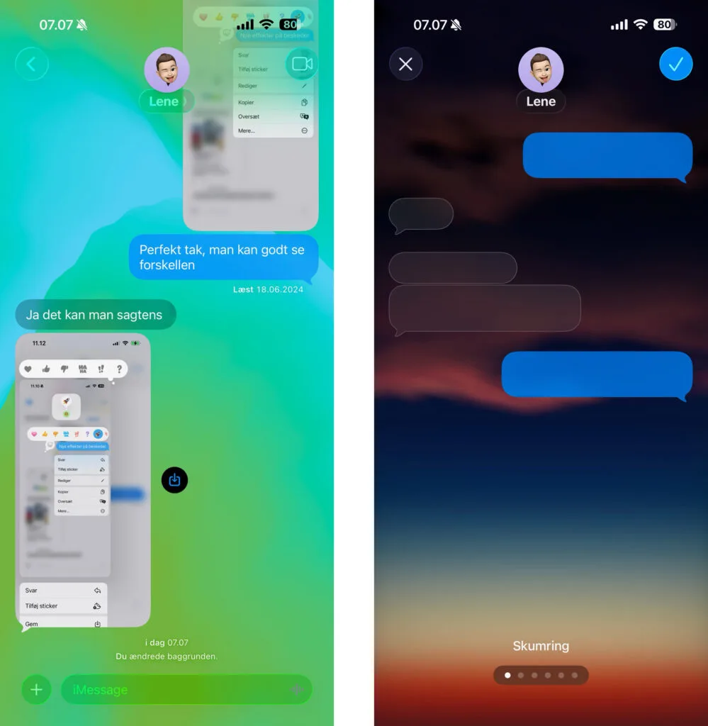 Beskeder, iOS 26 (Grafik: MereMobil.dk)