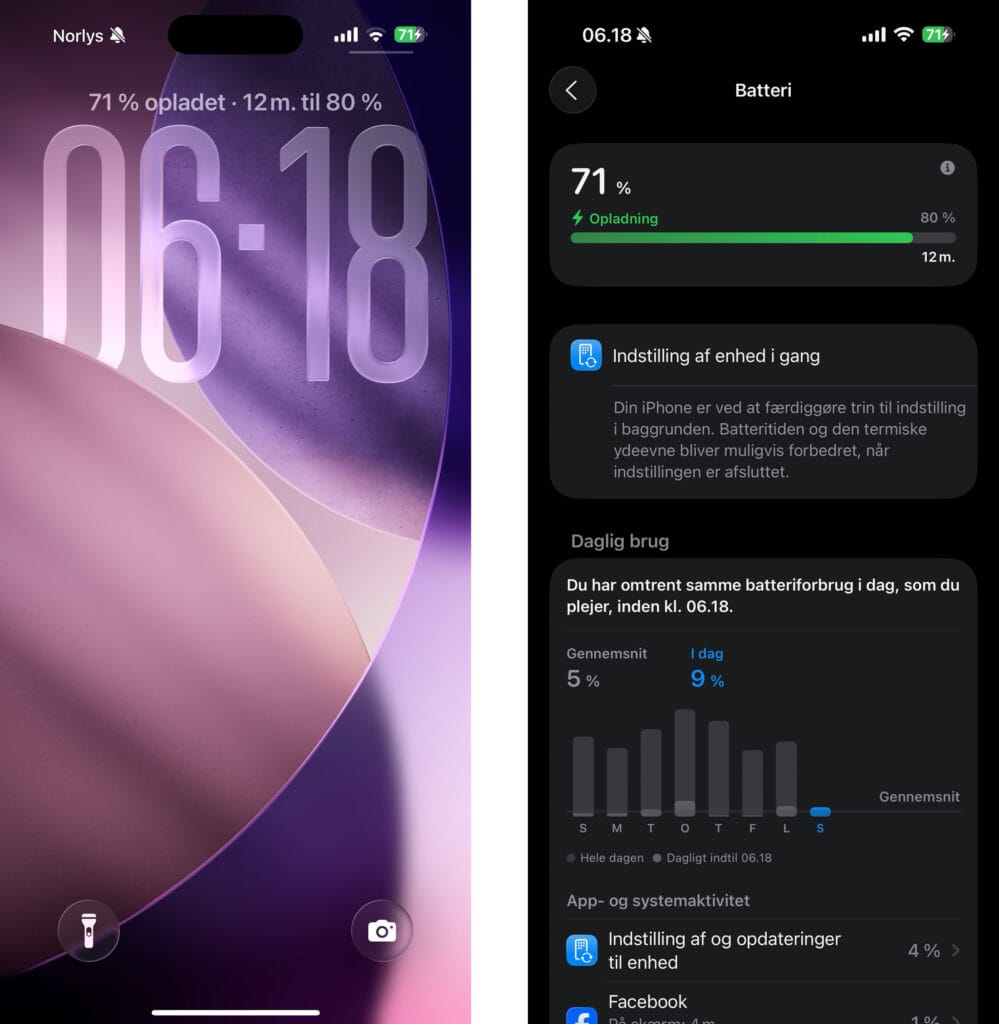 Batteri, iOS 26 (Grafik: MereMobil.dk)