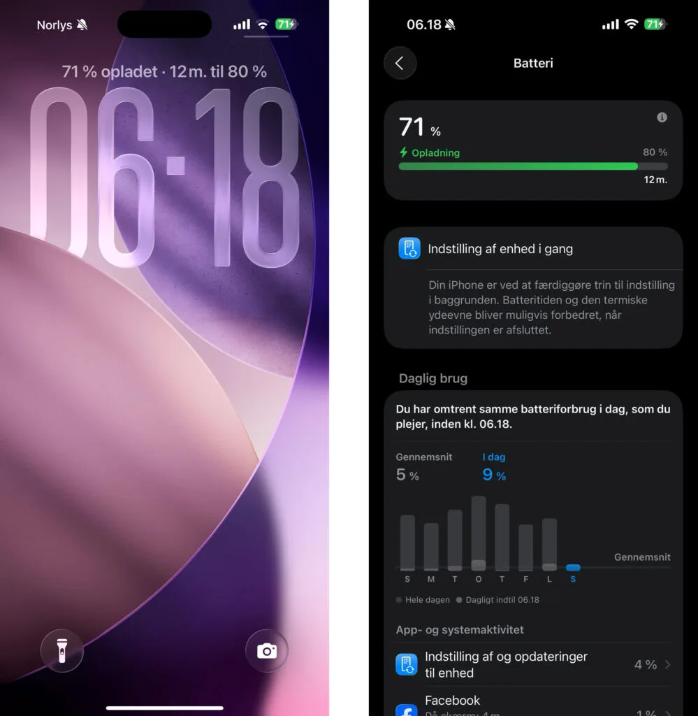 Batteri, iOS 26 (Grafik: MereMobil.dk)