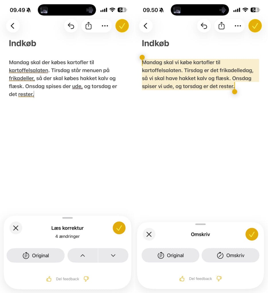 Apple Intelligence, Omskriv (Grafik: MereMobil.dk)