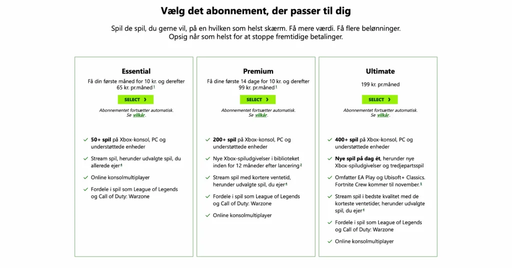 Xbox Game Pass (Skærmbilleder: MereMobil.dk)