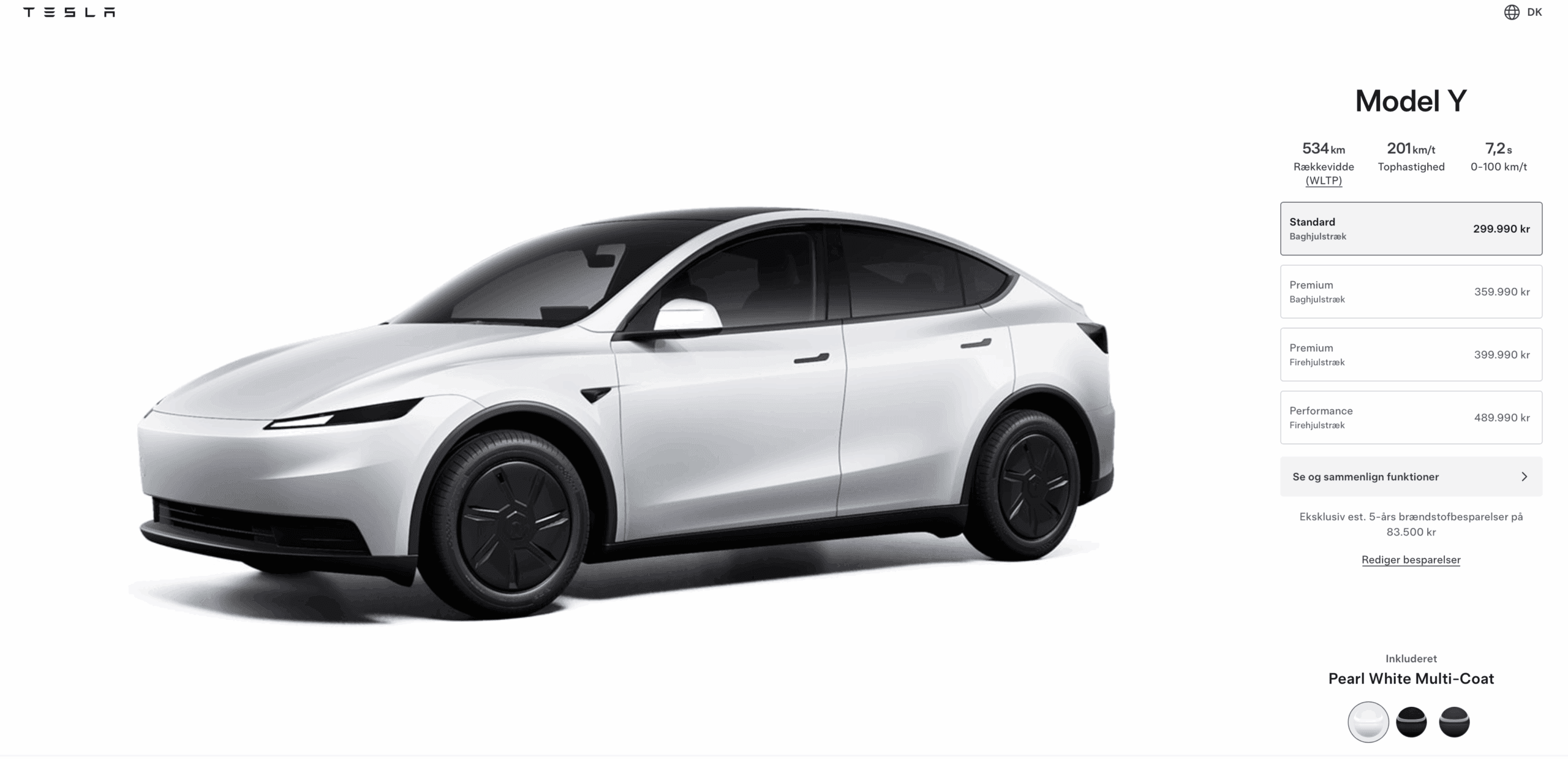 Den nye Model Y Standard er klar til salg i Danmark (Foto: Tesla)