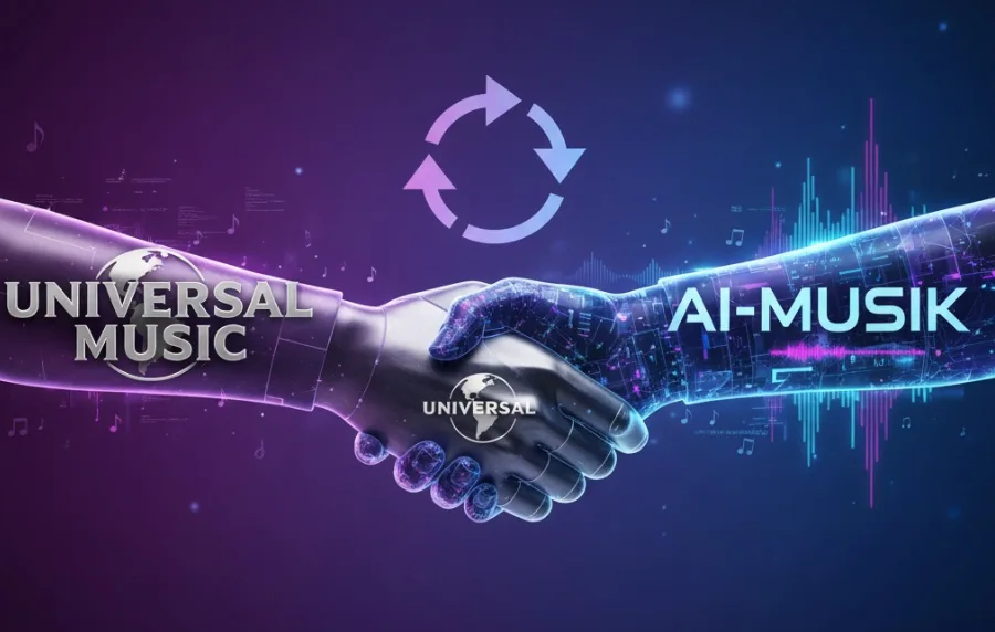 Universal Music indgår forlig med AI-musik-platform (Grafik: MereMobil.dk / AI)