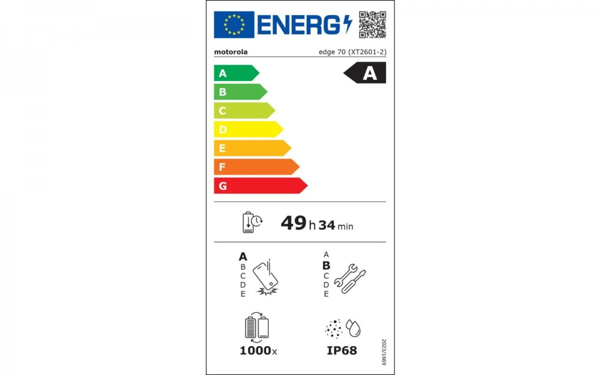 EU-mærkningen på Motorola 70 Edge er lækket (Kilde: GSMArena.com)