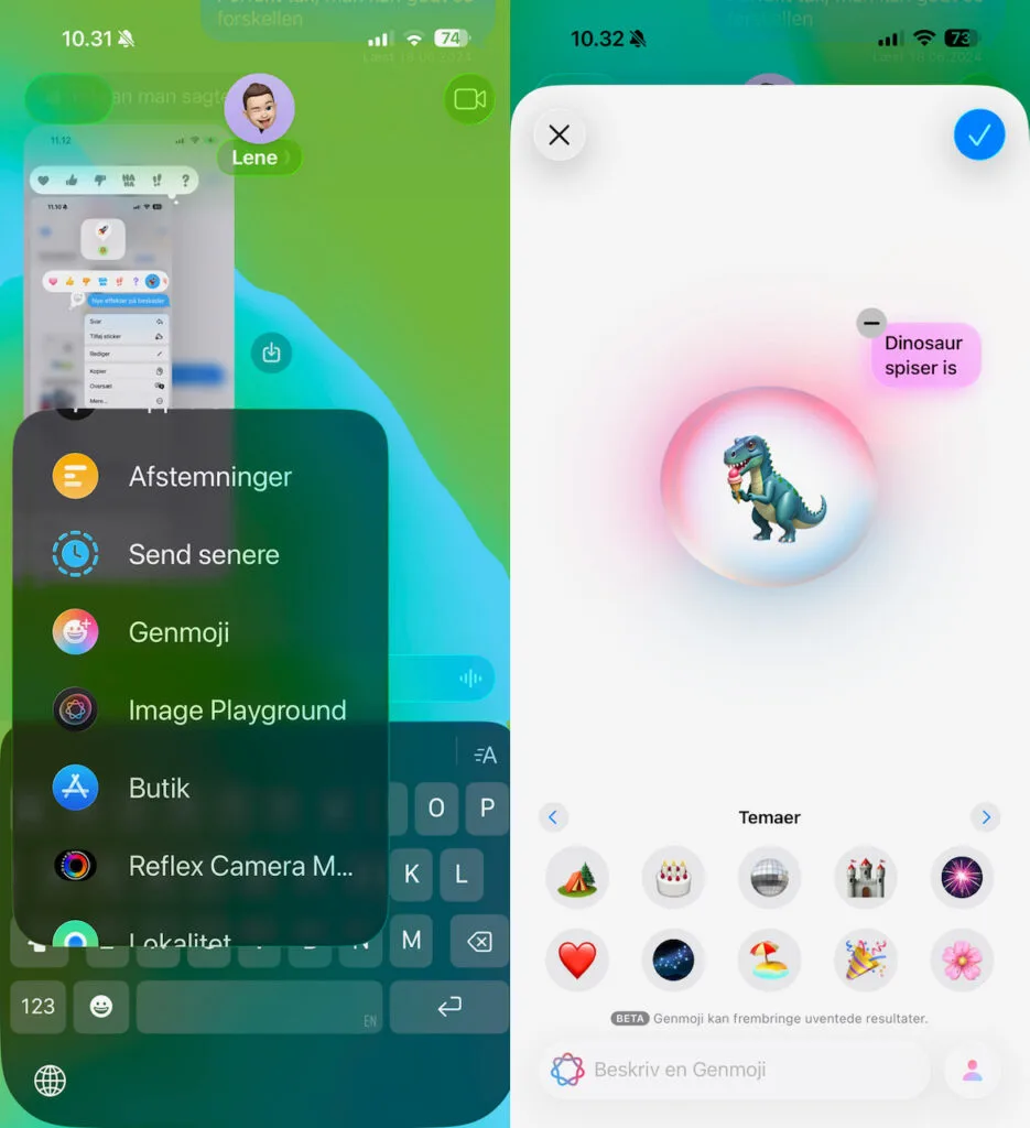 Genmoji, iMage PlayGround (Grafik: MereMobil.dk)
