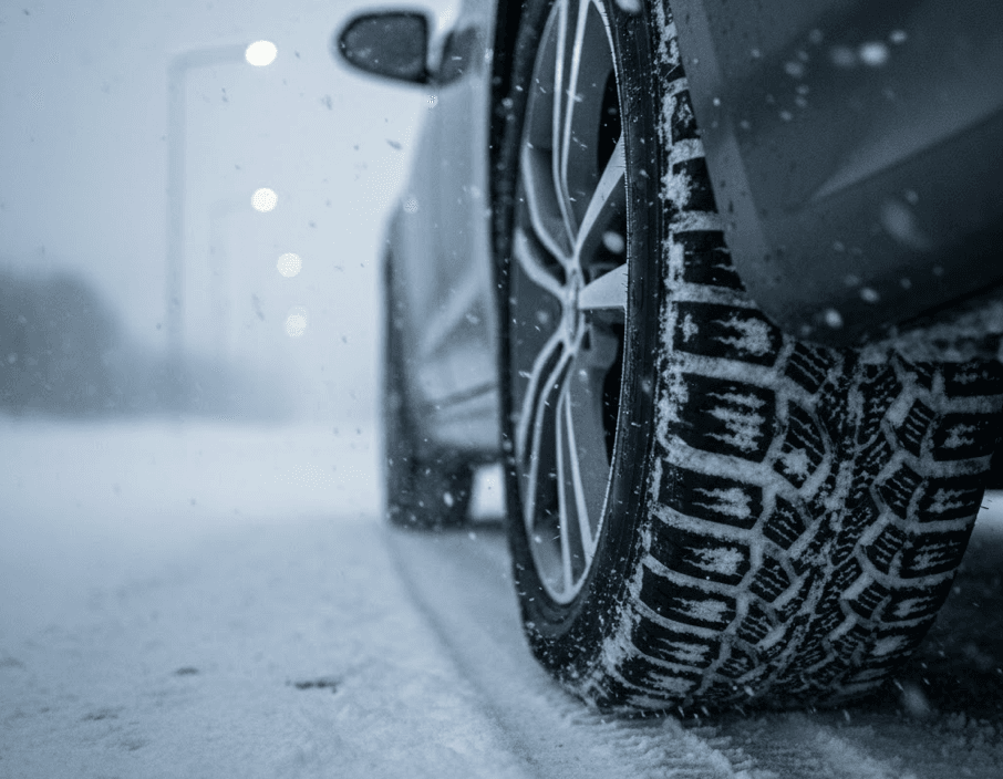 Der er kom kommet ny lovgivning vedr. vinteregnede dæk (Grafik: MereMobil.dk / AI)