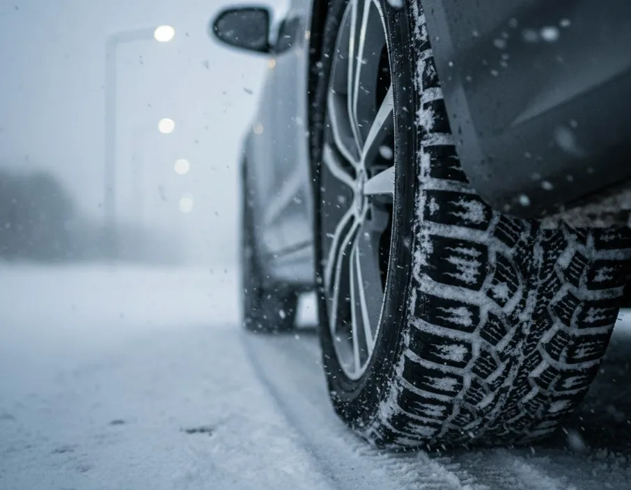 Der er kom kommet ny lovgivning vedr. vinteregnede dæk (Grafik: MereMobil.dk / AI)
