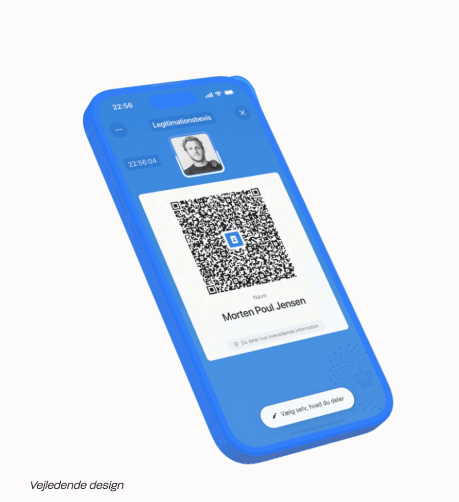 Vejledende billeder af den nye identitetsapp (Foto: Digitaliseringsstyrelsen)