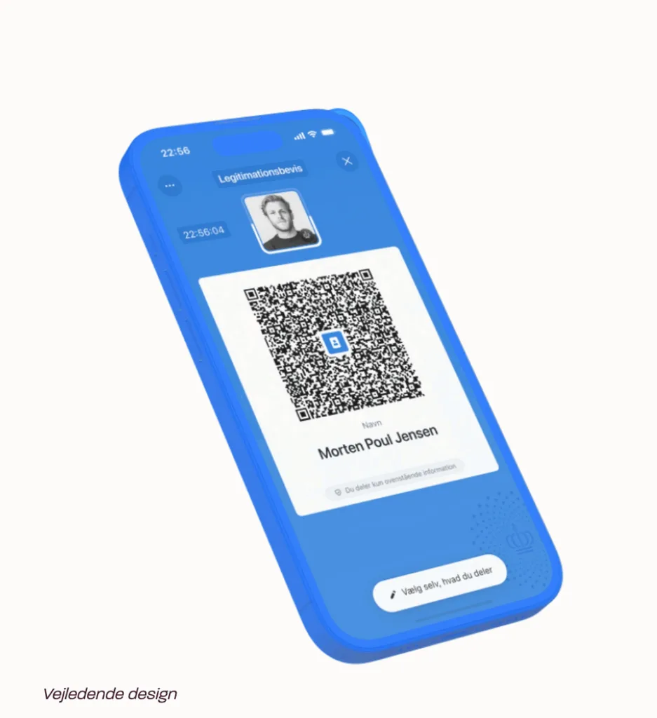 Vejledende billeder af den nye identitetsapp (Foto: Digitaliseringsstyrelsen)