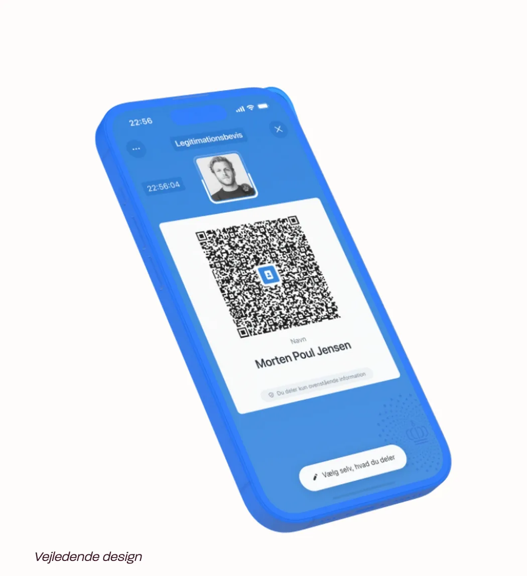 Vejledende billeder af den nye identitetsapp (Foto: Digitaliseringsstyrelsen)