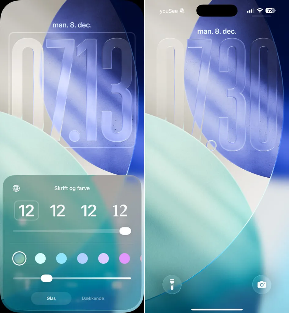 Liquid Glass, iOS 26.2 (Grafik: MereMobil.dk)