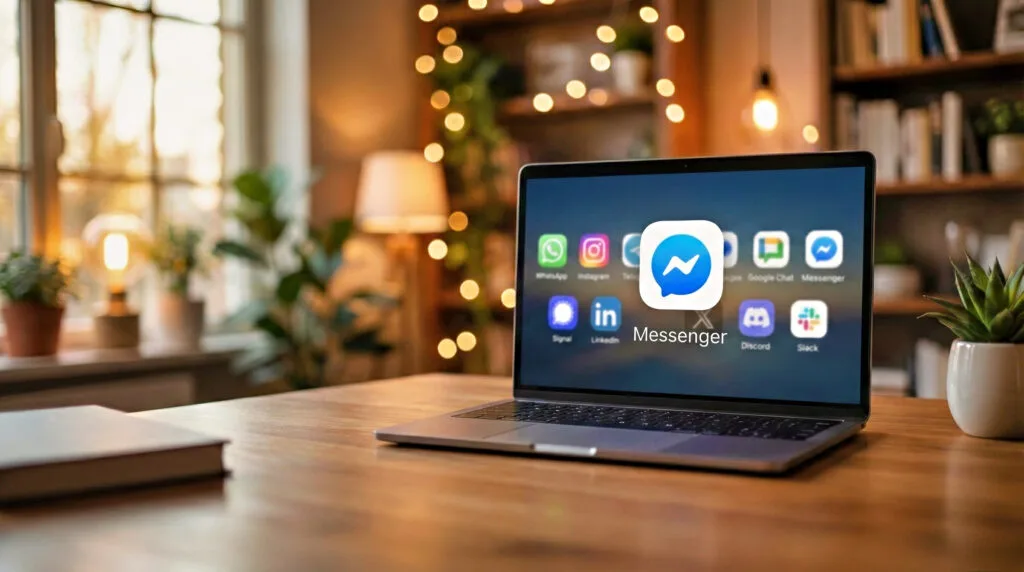 Beeper app interface på bærbar viser hvordan man får Messenger på computer uden browser