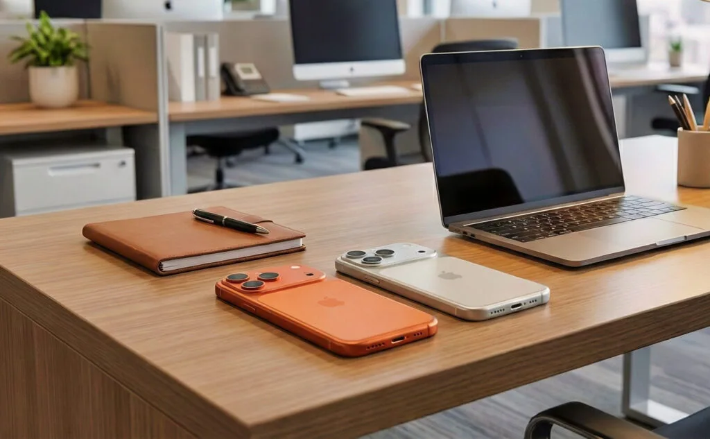 Grafik der viser de mest solgte mobiler november 2025 med iPhone 17 Pro i front.