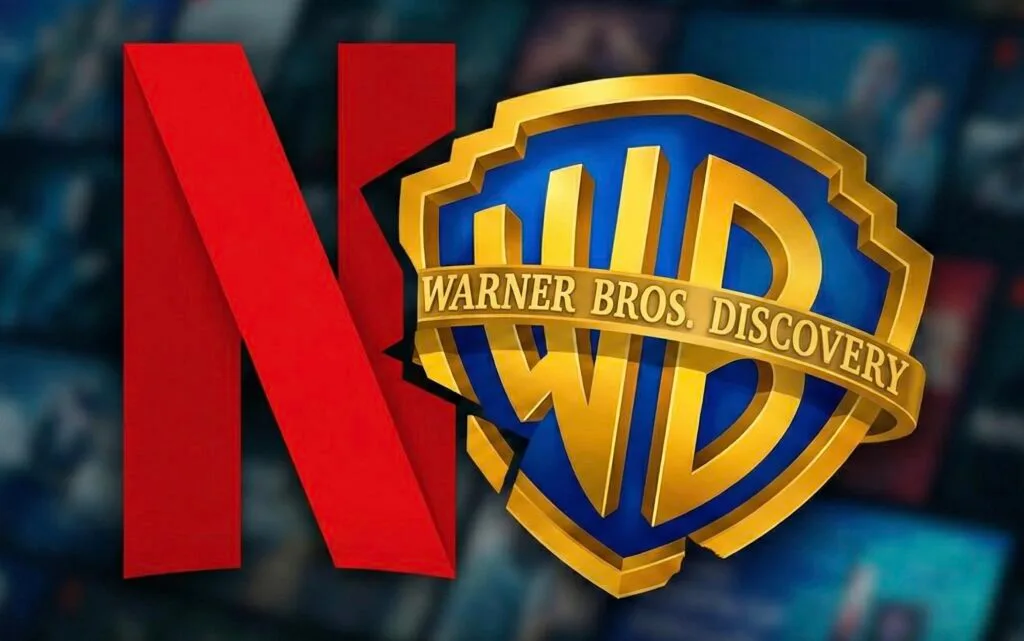 Netflix logo ved siden af Warner Bros Discovery logo. Ekspert forudser prisstigninger.