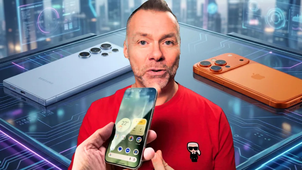 Bedste smartphone 2025: Sammenligning af Samsung Galaxy S25 Ultra, iPhone 17 Pro og Google Pixel 10 Pro.