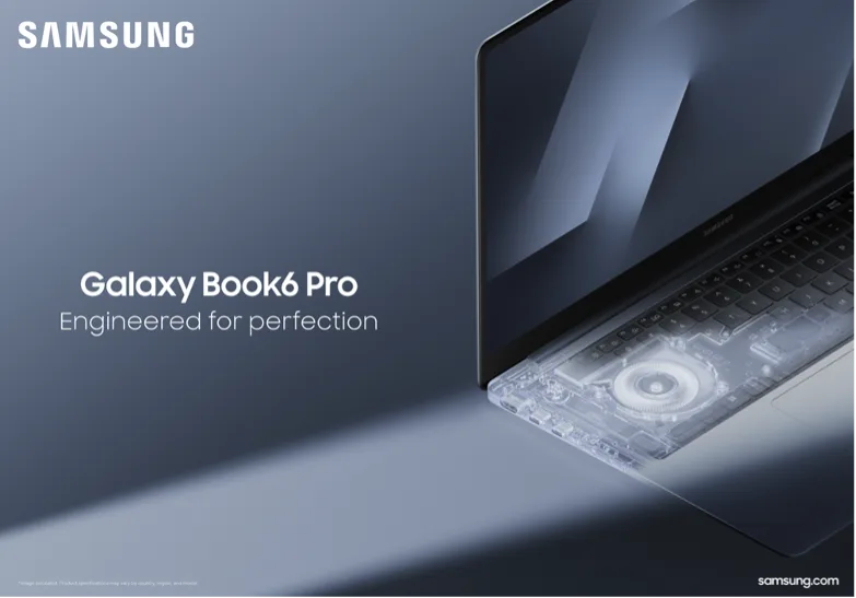 Samsung Galaxy Book6 Ultra bærbar computer i grå farve præsenteret ved CES 2026.