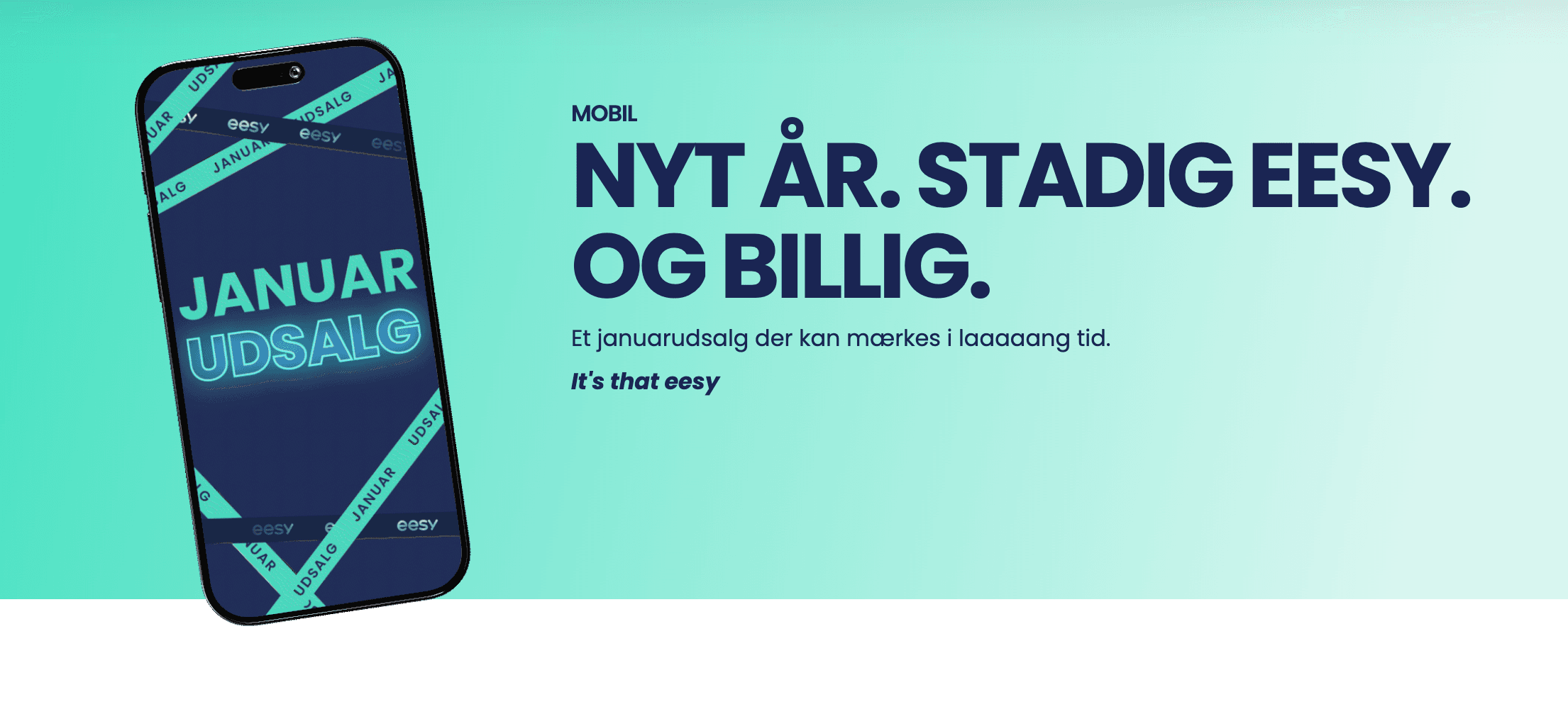 Eesy logo og januarudsalg tilbud på mobilabonnement med 25 procent rabat.