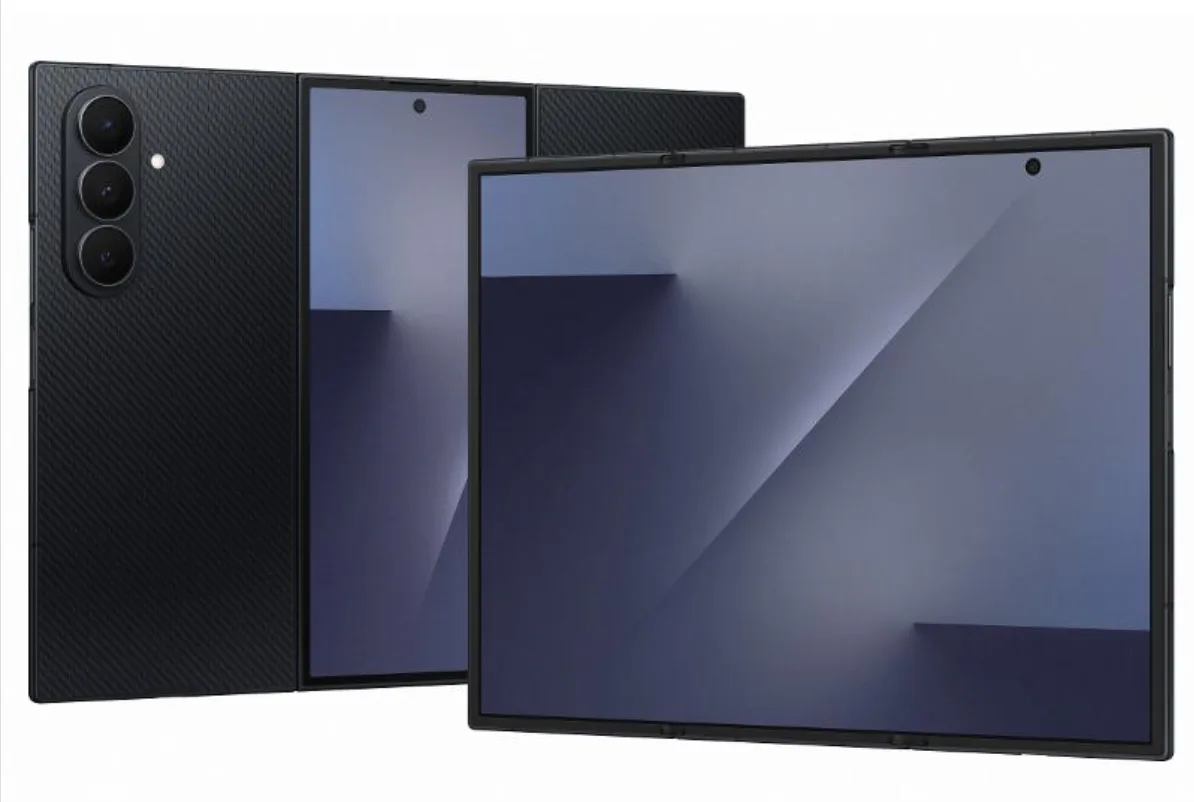 Samsung Galaxy Z Trifold smartphone foldet helt ud som en 10-tommer tablet.