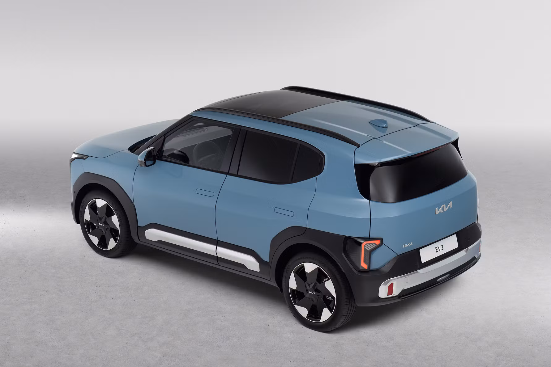 Profilbillede af den nye Kia EV2 elbil i farven Frost Blue