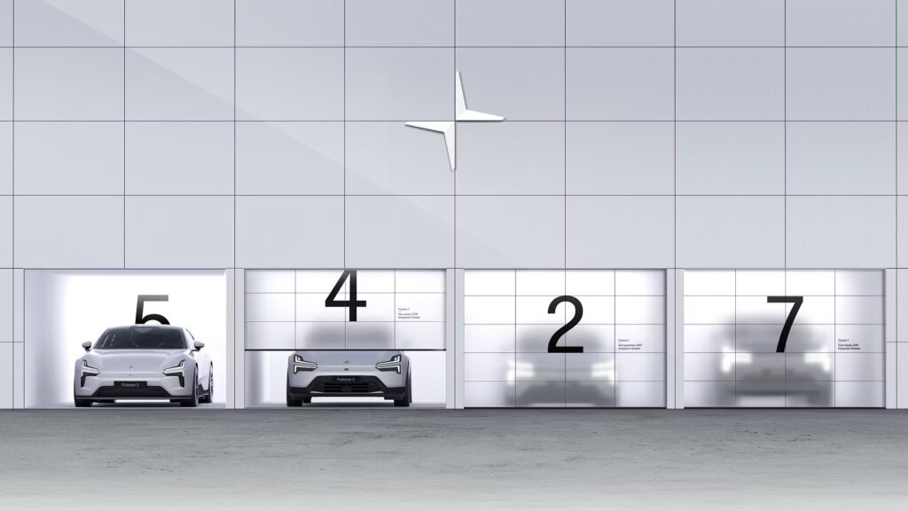 Oversigt over fire kommende Polestar elbiler: Polestar 2, 4, 5 og 7 modellerne frem mod 2028.