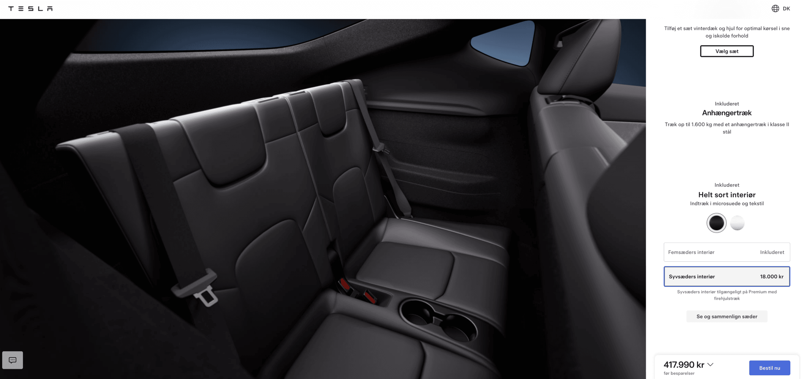 Tesla Model Y klar i 7 sæders model - kan dog kun tilvælges ved den store Long Range model (Kilde: Tesla)
