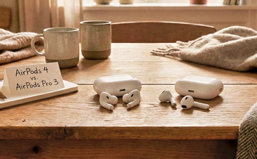 "Sammenligning af Apple AirPods Pro 3 og AirPods 4: Se forskellen på design og pasform i vores store testguide