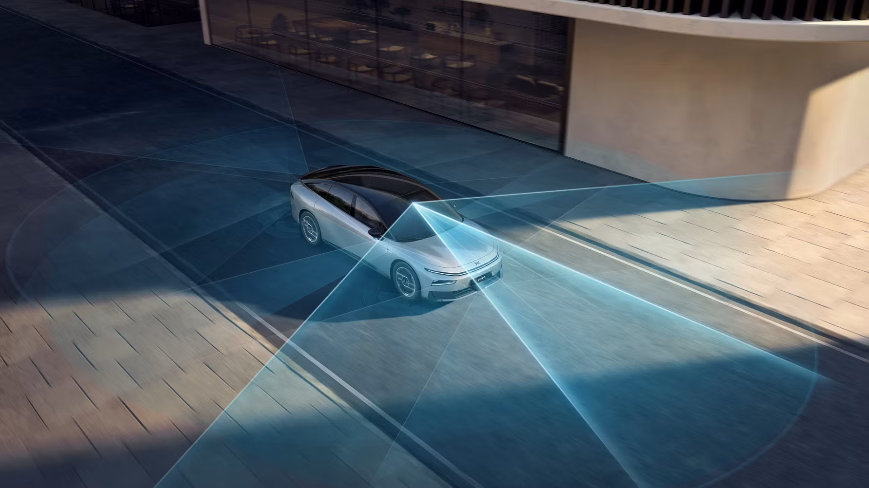 Volkswagen elbil med sensorer og kameraer til Xpeng AI-system