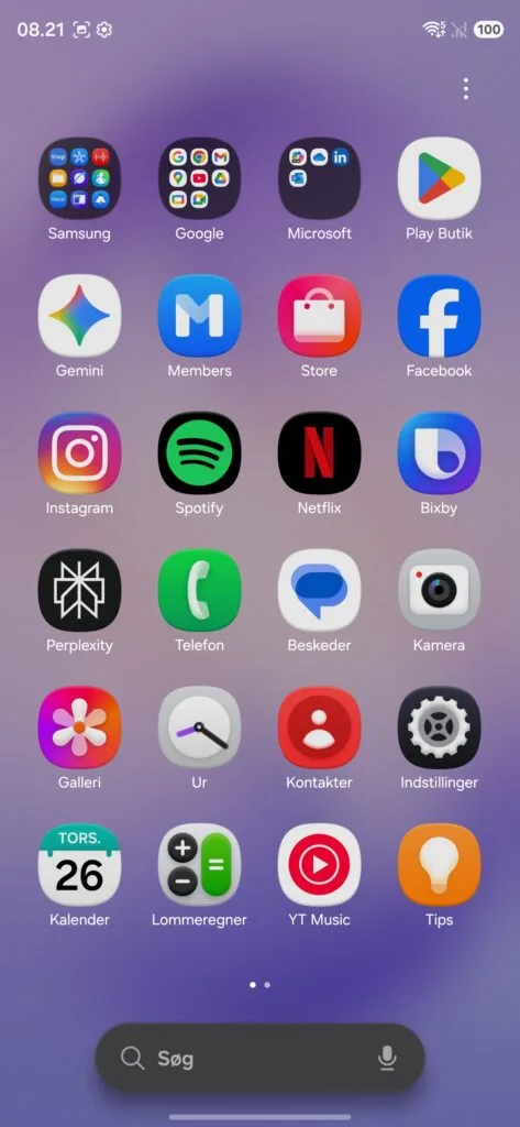 Screenshot homescreen Galaxy S26 Ultra