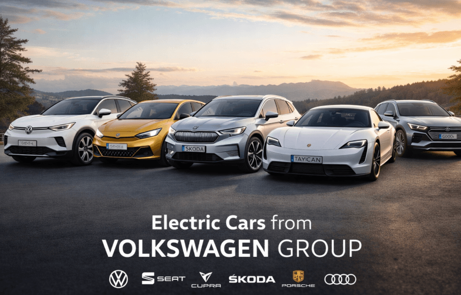 Hvid Volkswagen ID.4 elbil parkeret udendørs - danskernes mest solgte VW elbil.