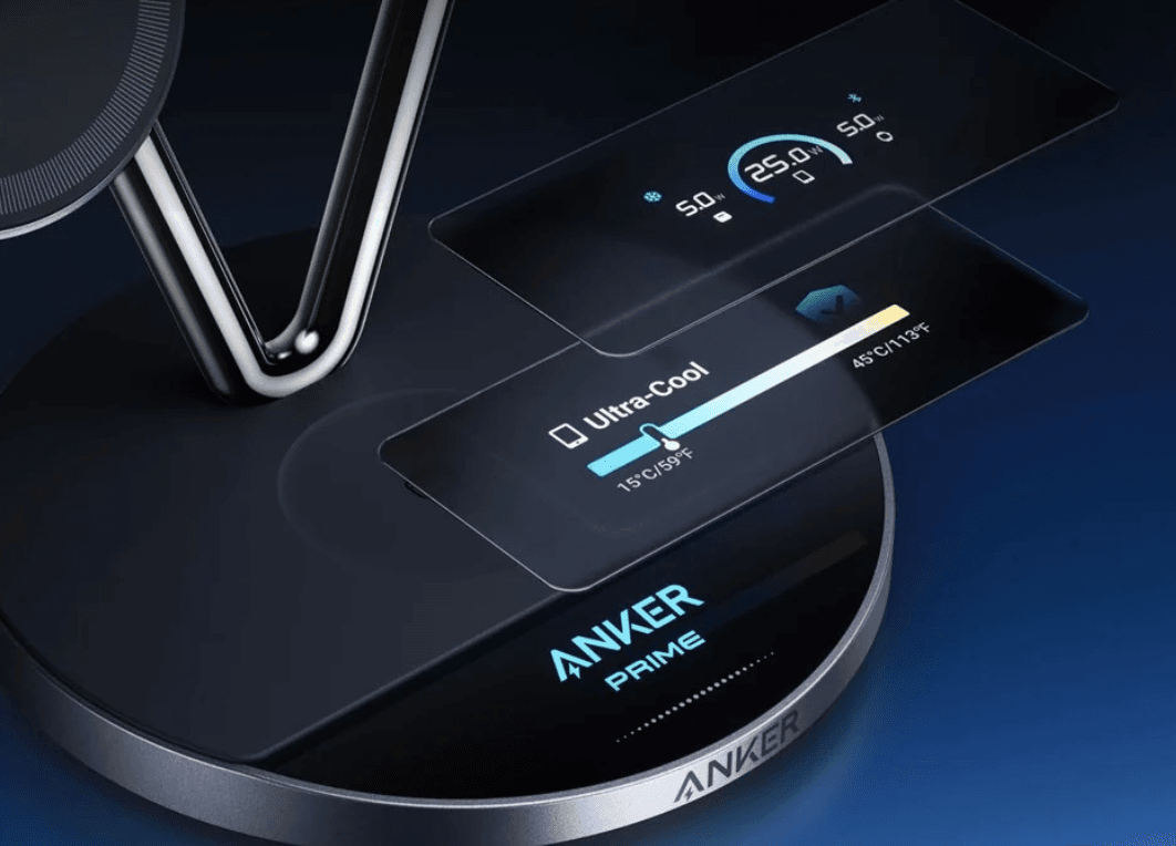 Anker Prime 3-i-1 trådløs oplader med skærm til iPhone og Apple Watch