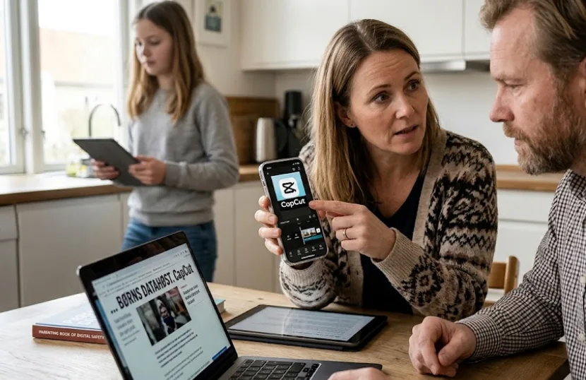 Capcut-appen får en masse kritik (Grafik: MereMobil.dk / AI )