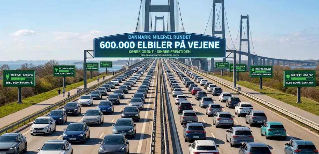 Der er nu 600.000 elbiler på de danske veje (Grafik: MereMobil.dk / AI)