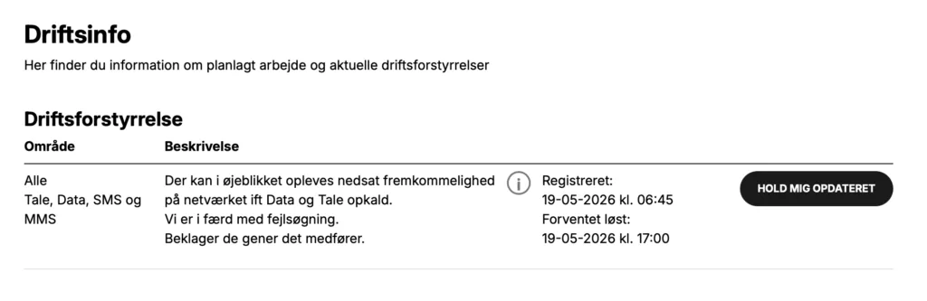 Lige nu er 3's mobilnetværk ramt af nedbrud (Foto: MereMobil.dk/3's hjemmeside)