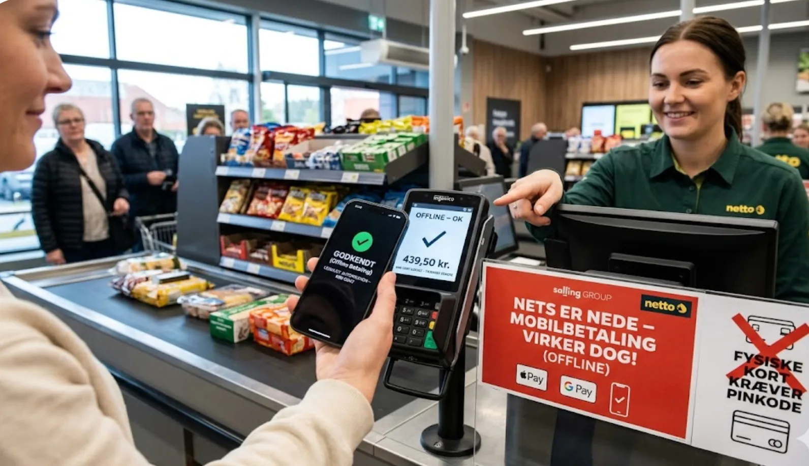 Mobilbetaling er nu muligt offline (Grafik: MereMobil.dk / AI)