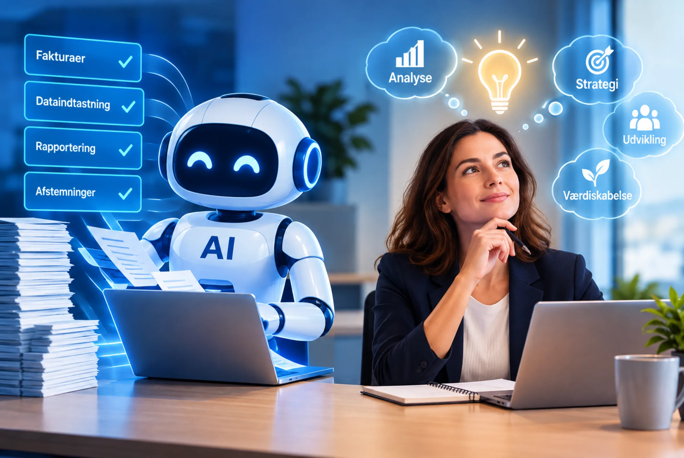 Overtager AI alle jobs? (Grafik: MereMobil.dk / AI)