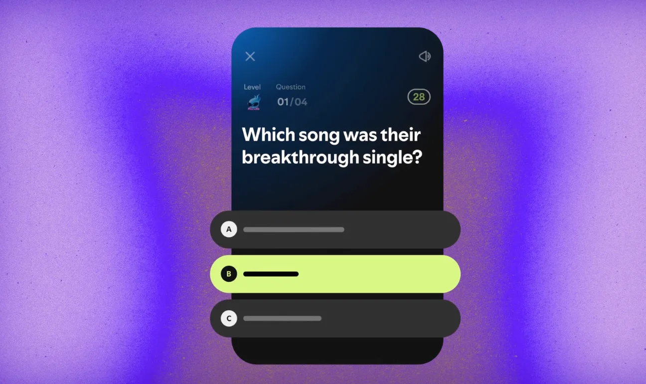 Spotify er klar med en ny funktion, der hedder musikquiz, i udvalgte lande (Foto: Spotify)