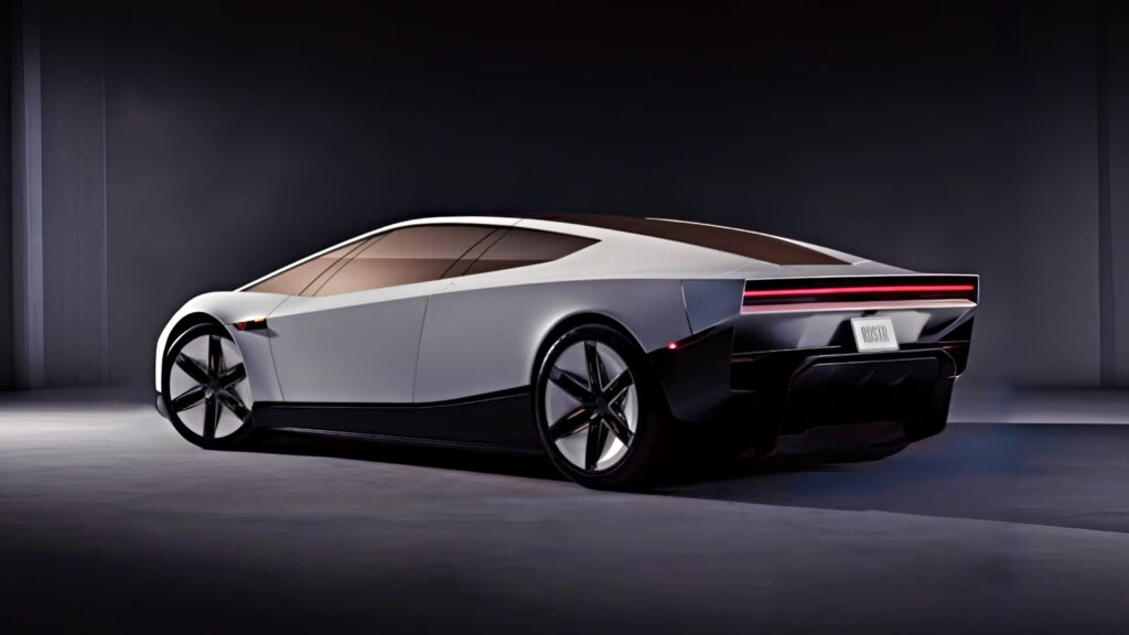 Tesla Roadster-prototype fra 2026 under en luftmanøvre